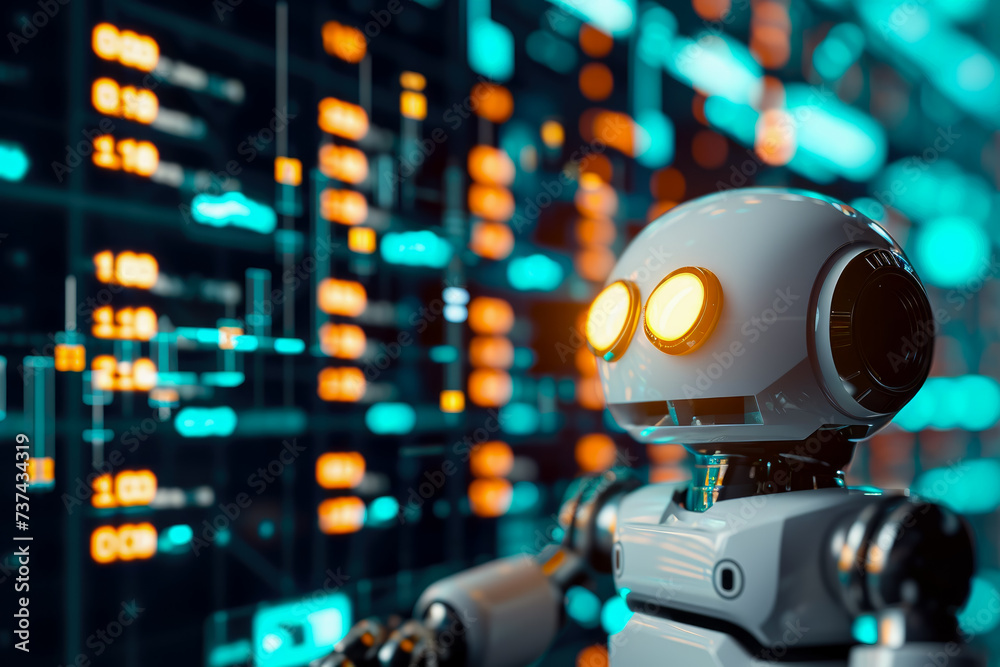 Poster close-up of a cryptocurrency trading bot. the bot is efficient and profitable, and there are other b