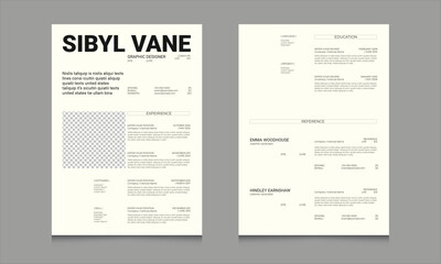 Minimal Resume Layout, CV Template in Simple and Clean Design