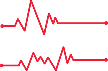 Two ecg line heartbeats set. Red heartbeat line icon on white background. Vector illustration.