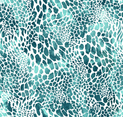 Watercolor Abstract animal skin leopard wild cats seamless pattern design background wallpaper.	

