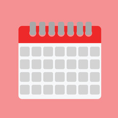 red calendar on pink background, passage of time, year, month, day