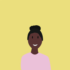 african descendant woman on yellow background