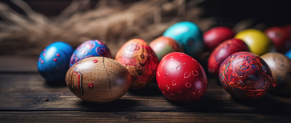 Colorful easter eggs.Easter Decoration.Happy Easter and Holidays