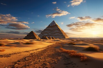 Pyramid of Giza against a clear deep blue sky - obrazy, fototapety, plakaty