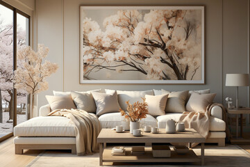 Embrace the serenity of a room adorned in soft beige hues, radiating a sense of calm and comfort....