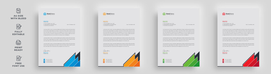 	
letterhead modern corporate minimal abstract clean simple creative layout shape 4 color package unique attractive a4 size flyer poster magazine business company newsletter vector template design	
