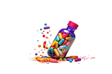 pill and bottle on transparent png.Background