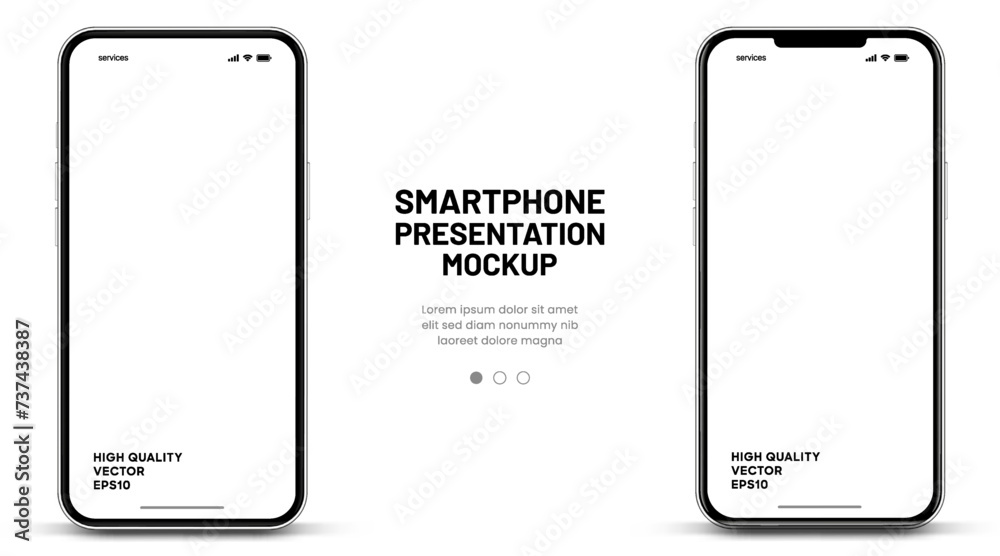 Leinwandbilder 3d realistic high quality smartphone mockup with isolated background. smart phone mockup collection.