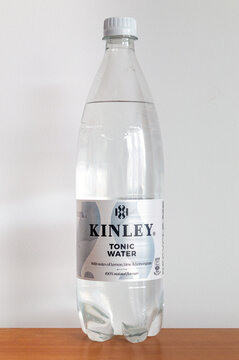 Pruszcz Gdanski - December 24, 2023: Bottle of Kinley tonic water.
