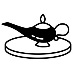 Magic Lamp glyph and line vector illustration