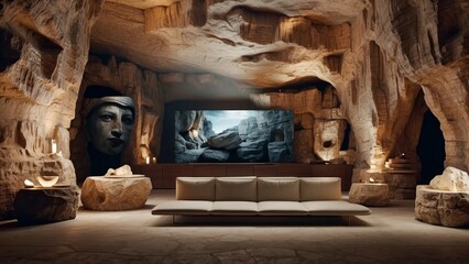 Prehistoric cave room, hotel, resort, temple, 