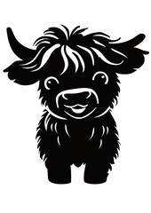 Fototapeta premium Baby Highland Cow Silhouette SVG Vector
