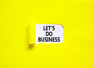 let is do business symbol. Concept words let is do business on beautiful white paper. Beautiful yellow paper background. let is do business concept. Copy space.