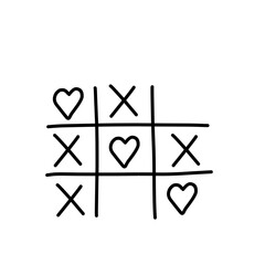 Doodle Tic Tac Toe Game With Heart 