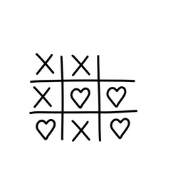 Doodle Tic Tac Toe Game With Heart 