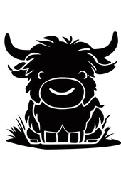 Baby Highland Cow Silhouette SVG Vector