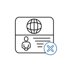 visa denied concept line icon. Simple element illustration. visa denied concept outline symbol design.
