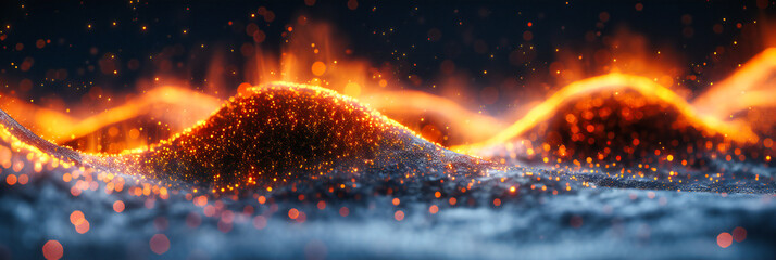 Campfire Flames in the Night, Warm Glowing Fire with Orange and Red Sparks, Outdoor Adventure Concept