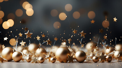 Fototapeta na wymiar Festive Christmas Banner Background: Seasonal Greetings and Joyful Celebrations
