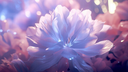 Blue peony flower close up. Floral background. Color toning generativa IA