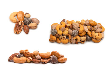 A group of almonds, pistachios, walnuts, macadamia, cashews.