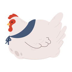 Domestic chicken. Adorable cartoon hens, cute farm poultry birds, organic eco food concept. animal character easter harvest design. Farm animal logo. Vector illustration of a poultry in vintage style