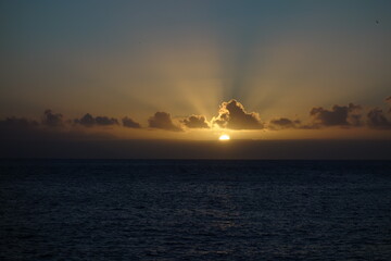 Coucher de soleil sur l'océan atlantique depuis l'île de Tenerife