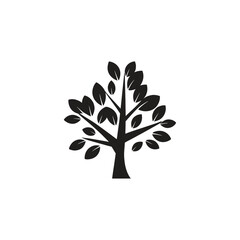 Fototapeta premium Oak Tree with Leaves vector silhouette