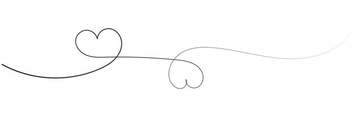 Hand drawn heart line art banner background transparent isolated
