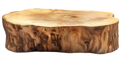 a tree stump coffee table, isolated on a transparent background