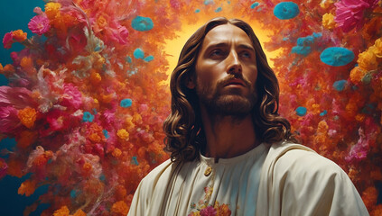 colorfull portrait of jesus 