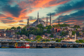 Suleymaniye Mosque view from Halic in Istanbul