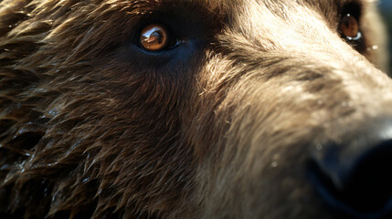 Super Macro Close-up of bear. Full HD Background. Generative AI.