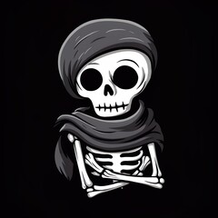 Human skeleton art on black background for t-shirt design 