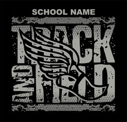 track and field team design with winged foot for school, college or league sports