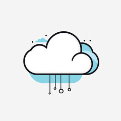 Minimalist illustration of fluffy clouds flat vector icon design