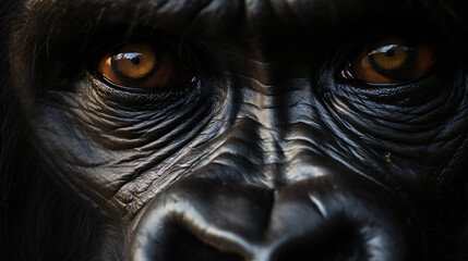Super Macro Close-up of gorilla. Full HD Background. Generative AI,
