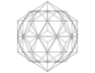 Wireframe Shape Compound of Dodecahedron and Icosahedron 3D print model