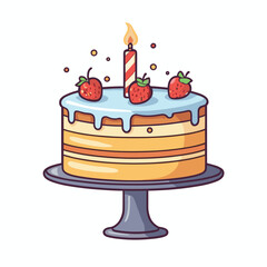 Colorful cartoon birthday cake illustration