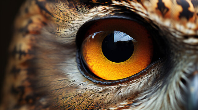 Super Macro Close-up of Owl. Full HD Background. Generative AI, © s1llu