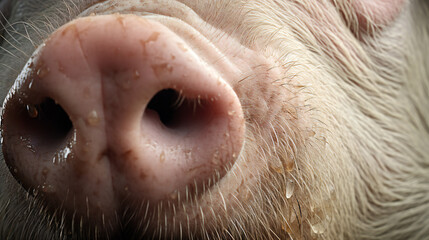 Super Macro Close-up of a pig. Full HD Background. Generative AI,