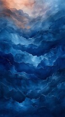 Dreamy Blue Grunge Watercolor Background Generative AI