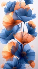 Ginkgo Leaves Botanical Art Banner with Golden and Blue Hues Generative AI