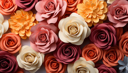 A beautiful bouquet of multi colored flowers brings freshness and romance generated by AI