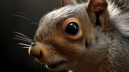 Super Macro Close-up of Squirrel. Full HD Background. Generative AI,