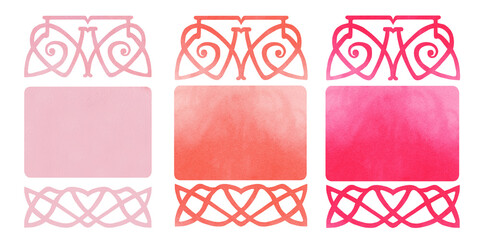 Watercolor vintage fantasy frame repeating antique or art deco border for template invitation cards, announcements, fairy games, fairy tales, Halloween, St. Patrick's day, book titles, scrapbooking