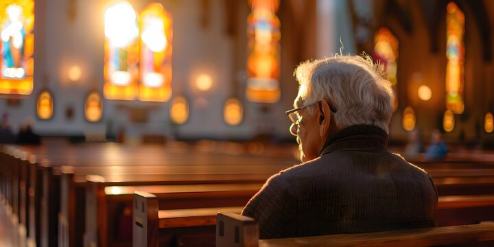 Elderly individuals seeking solace and support in a Christian community during challenging times. Concept Christian Community, Supportive Network, Elderly Care, Solace in Challenging Times