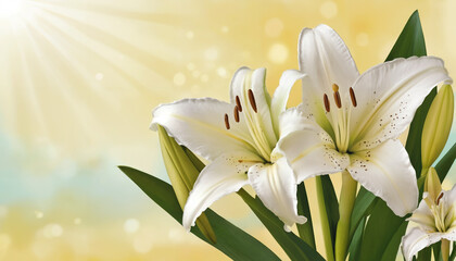 Illustration of easter lilly spring flower arrangement colorful lillies