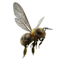 A 3d rendered flying bee isolated as an overlay  - obrazy, fototapety, plakaty