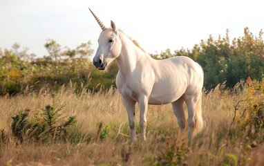Fototapeta premium white horse in the field